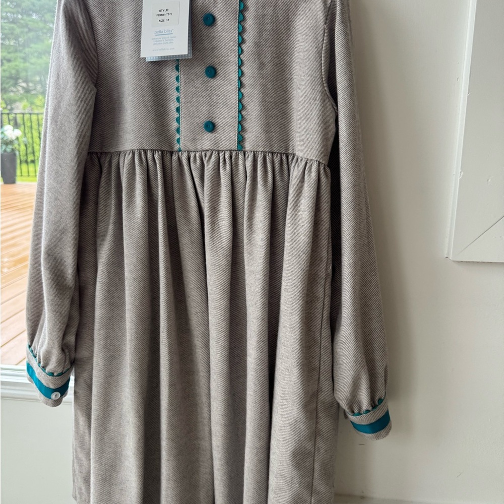 Bella Bliss Gray and Turquoise Tweed style Dress
